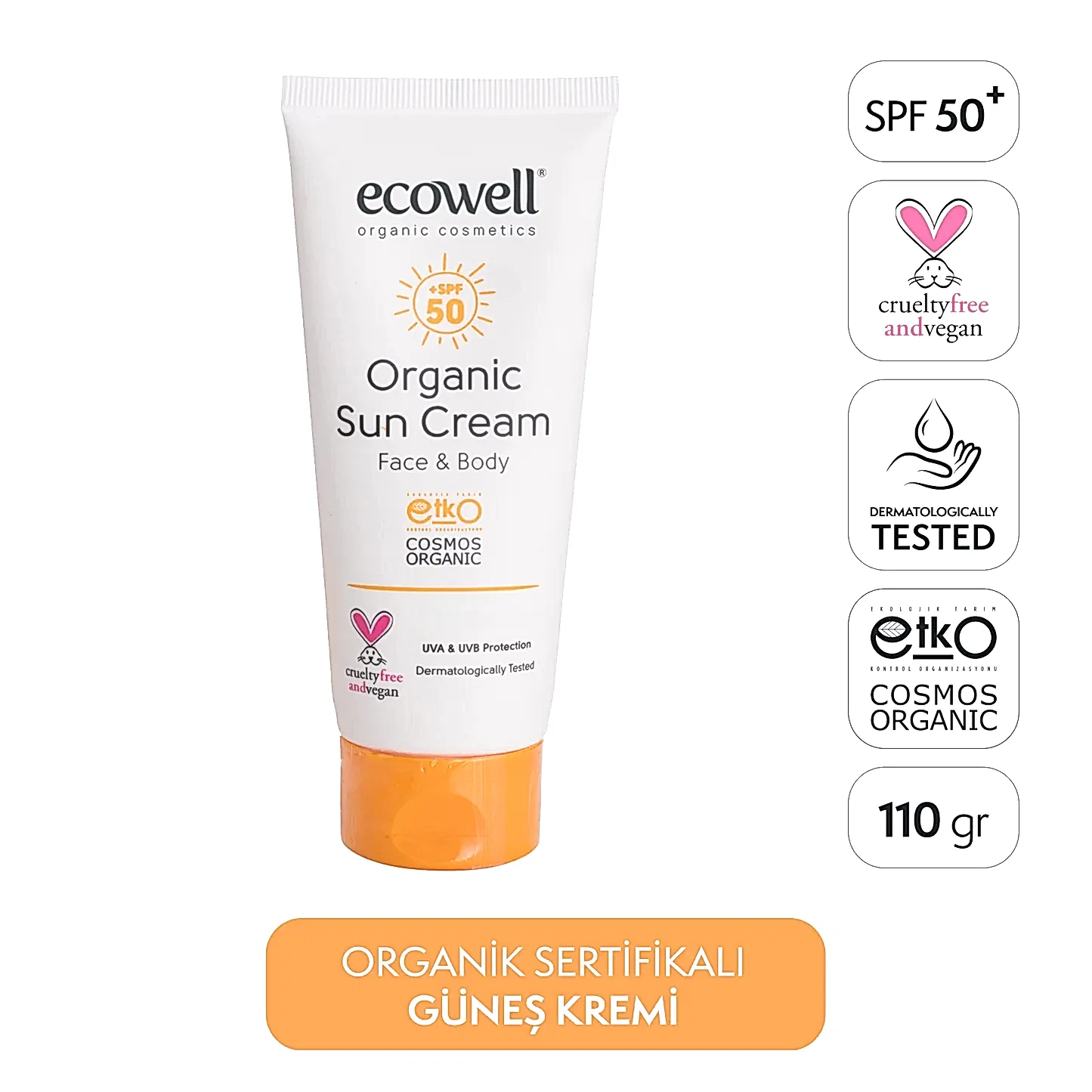 Sertifikalı Organik Güneş Kremi SPF 50 - 110 gr
