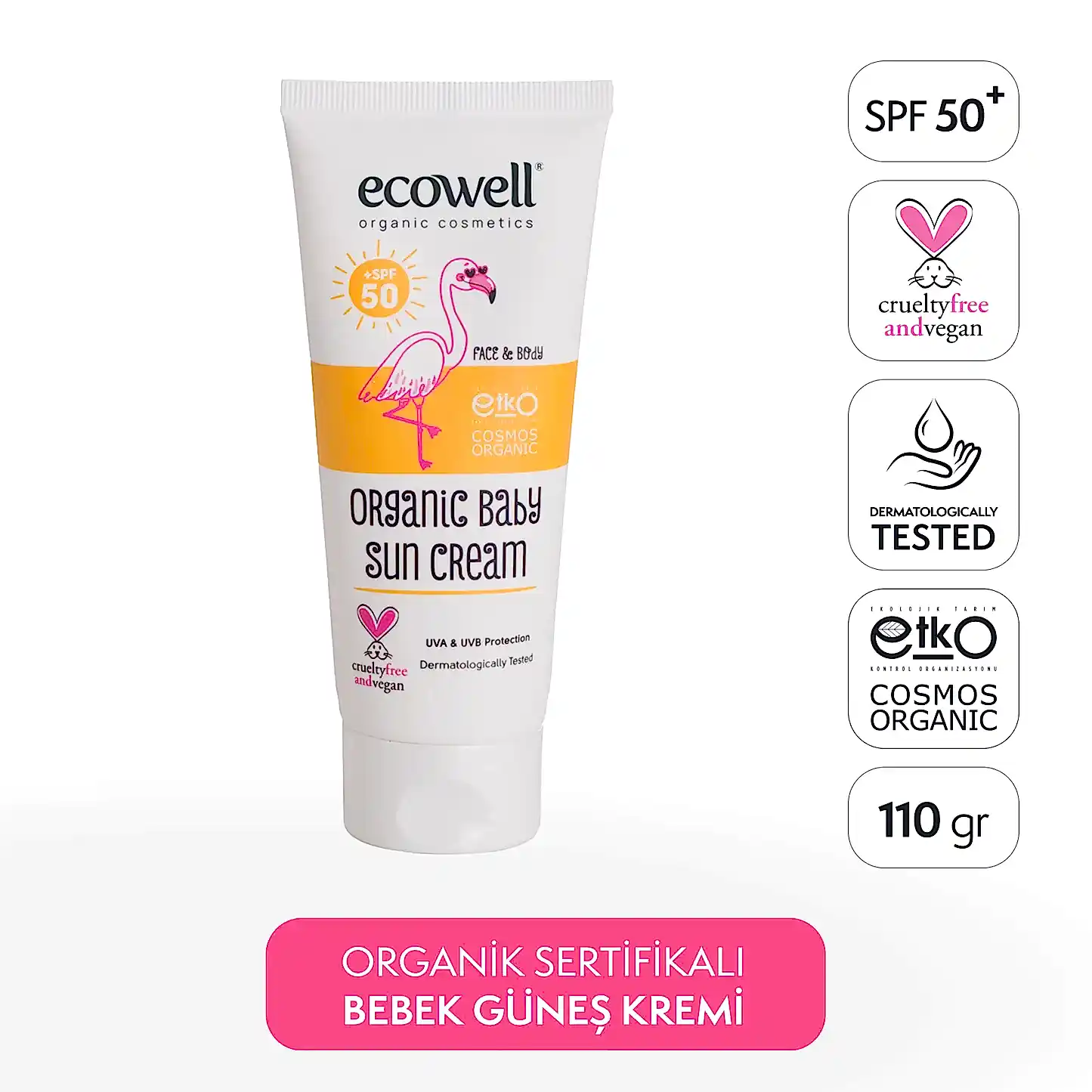 Sertifikalı Organik Bebek Güneş Kremi SPF 50 - 110 gr